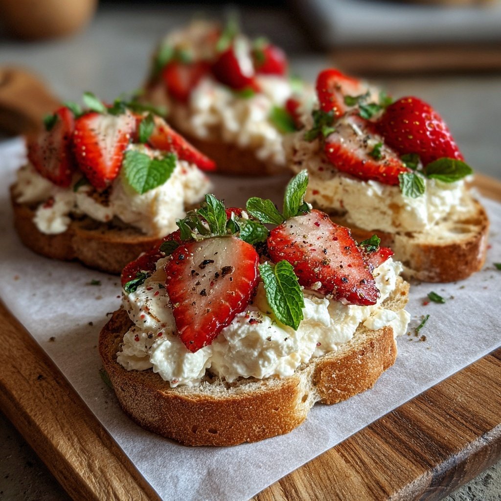 Canapés mit Erdbeer-Frischkäse