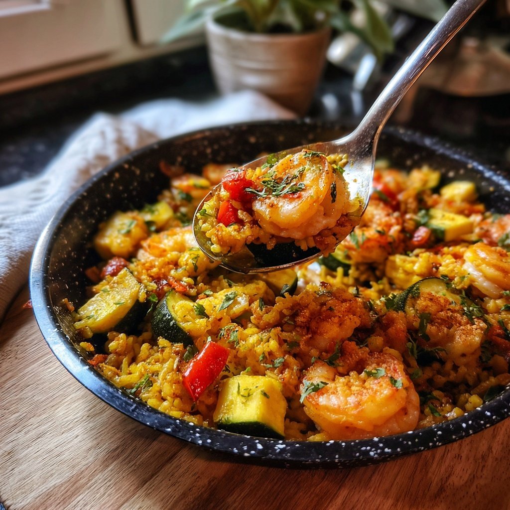 Paella mit Zucchini und Safran