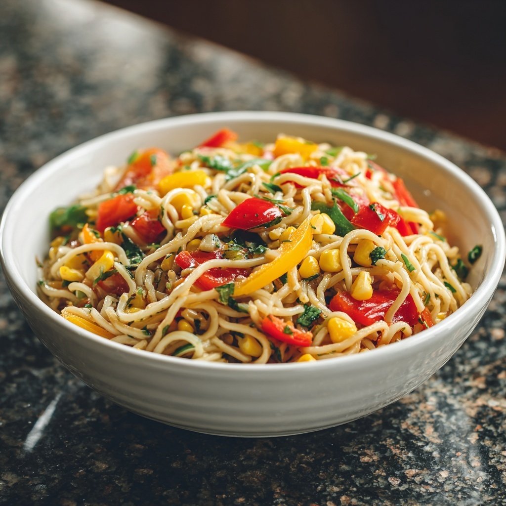 Mediterraner Nudelsalat Mit Mais