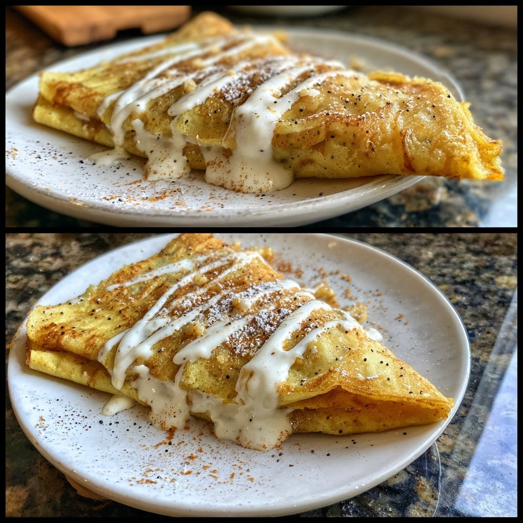 Pfannkuchen mit Mohn und Vanillequark