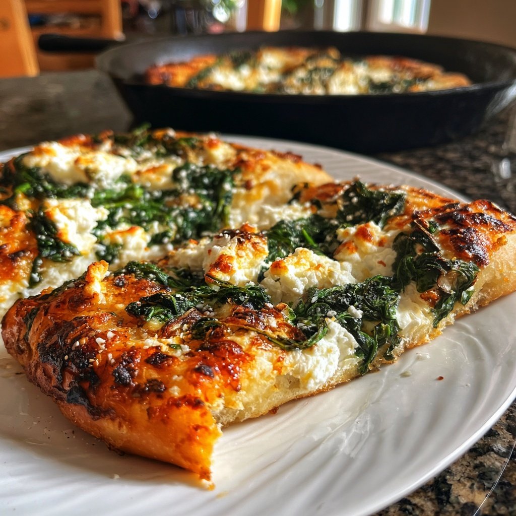 Pizza mit Spinat und Feta