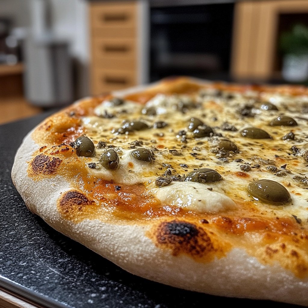 Pizza mit Oliven und Kapern
