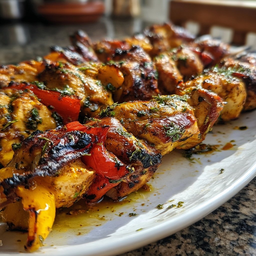 Gegrillte Hähnchenspieße