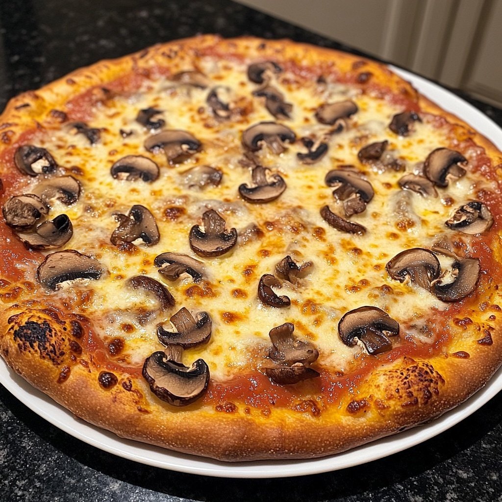 Pizza mit Pilzen und Mozzarella