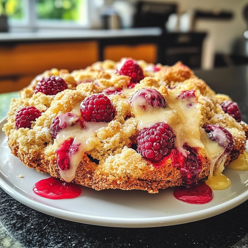 Zitronenkuchen mit Himbeeren
