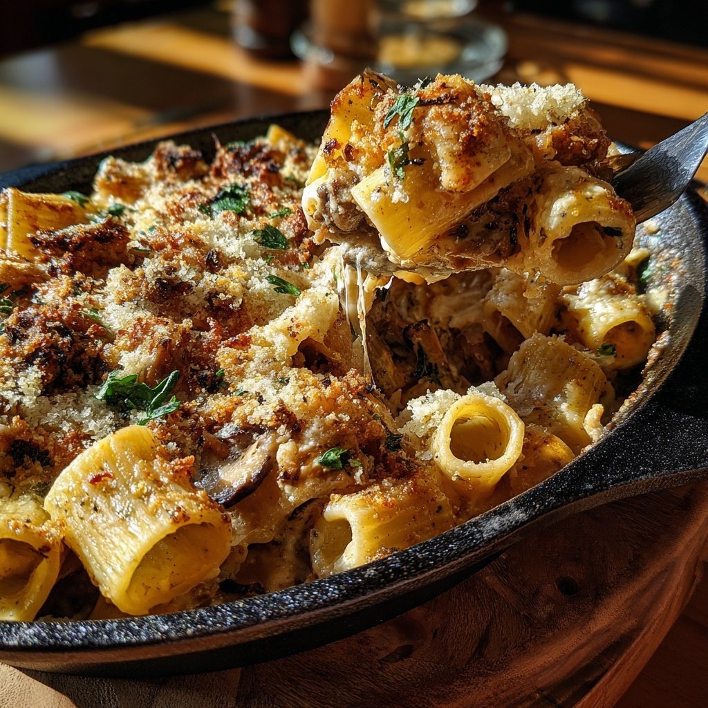 Rigatoni mit Pilzen und Kräutern
