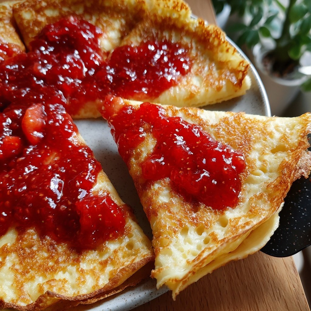 Pfannkuchen mit Erdbeerkompott